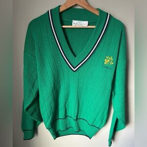 Ireland Cricket Sweater Size Med Green Shamrock Vintage Quill’s Woollen Market